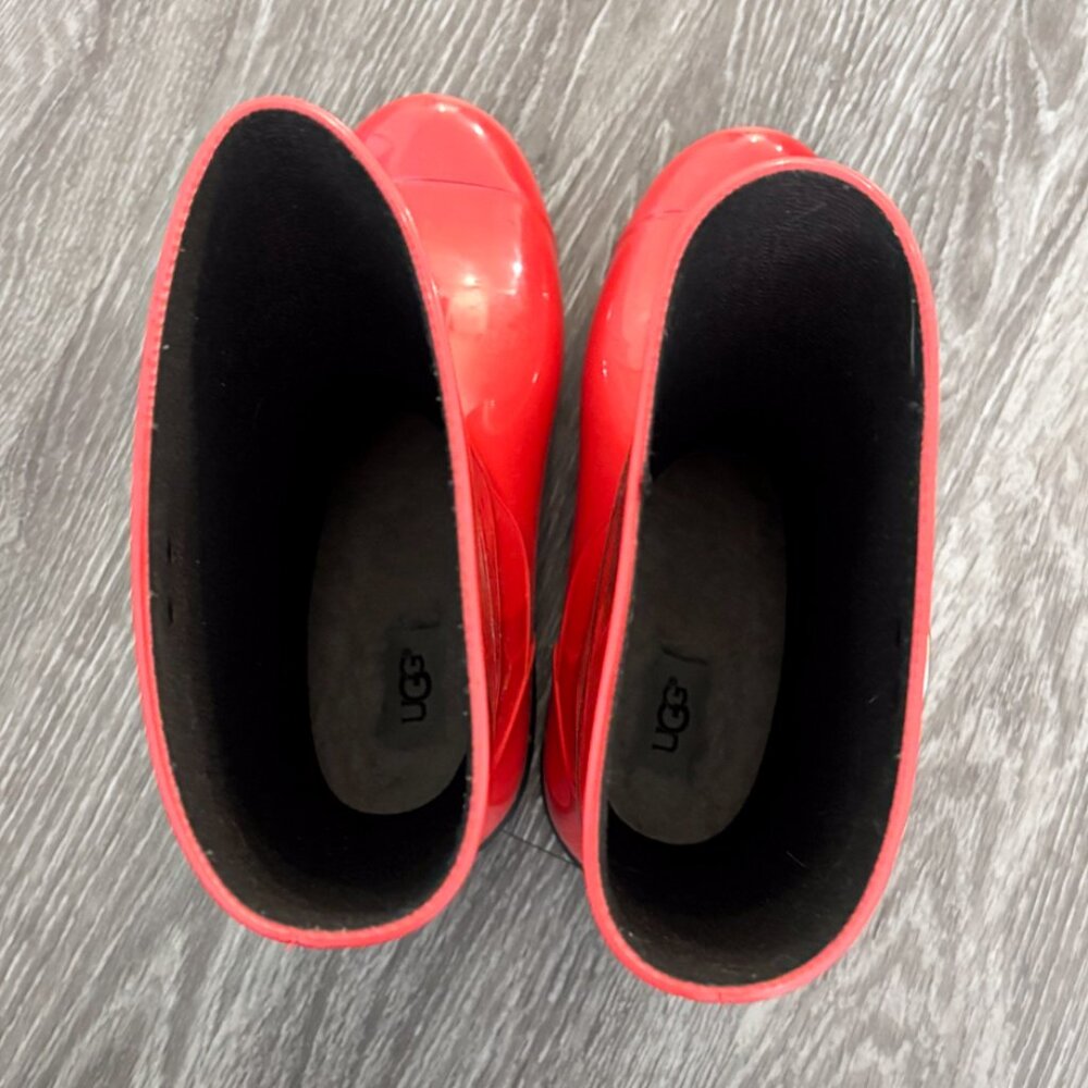 Ugg Red Glossy Shaye Rain Boots Women's Size 7 - Picture 6 of 6